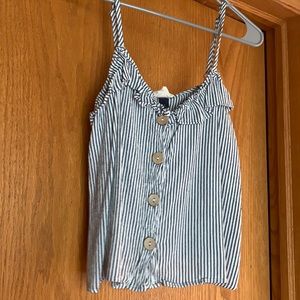 striped button tank top